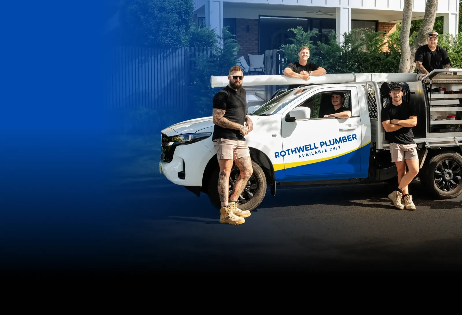 Rothwell Plumber team with the ute